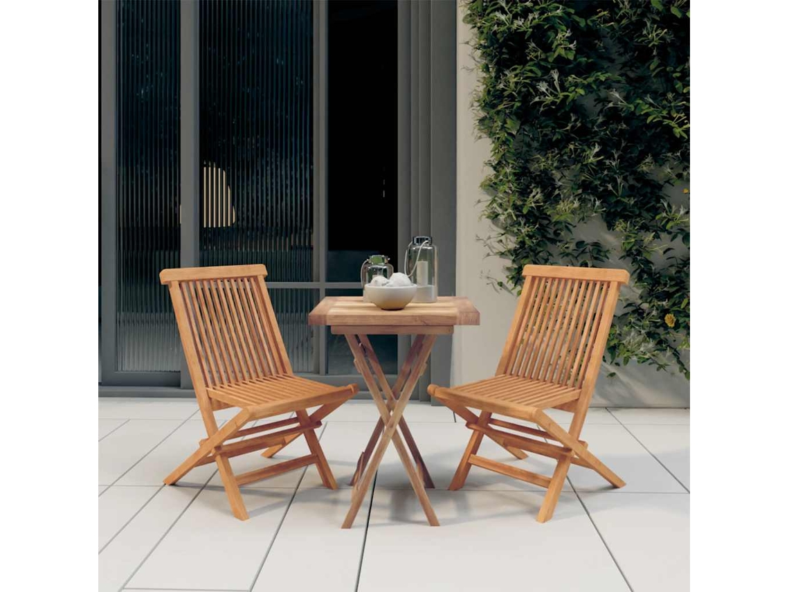Vidaxl 3 Pcs Conjunto de Jantar para Jardim Madeira de Teca Maciça