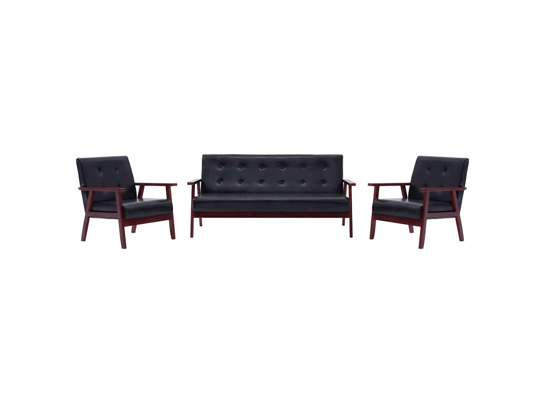 Sofa Set, Sofa Sets Vidaxl Preto Couro Artificial (n/a)