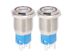 Interruptor De Botão Momentâneo Com Led 16mm Reset 5 Pinos 220vac 2pcs Vermelho Plano Redondo