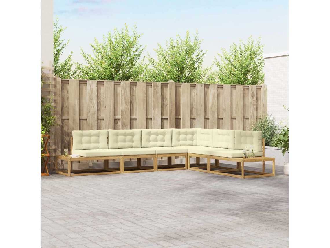 Vidaxl Conjunto De Sofás Para Exterior 6 Unid. Branco E Creme