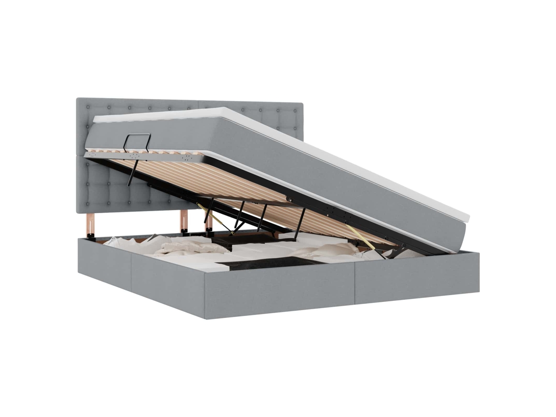 Cama com Arrumação e Led Cinzento Claro 180x200 cm MAISON EXCLUSIVE
