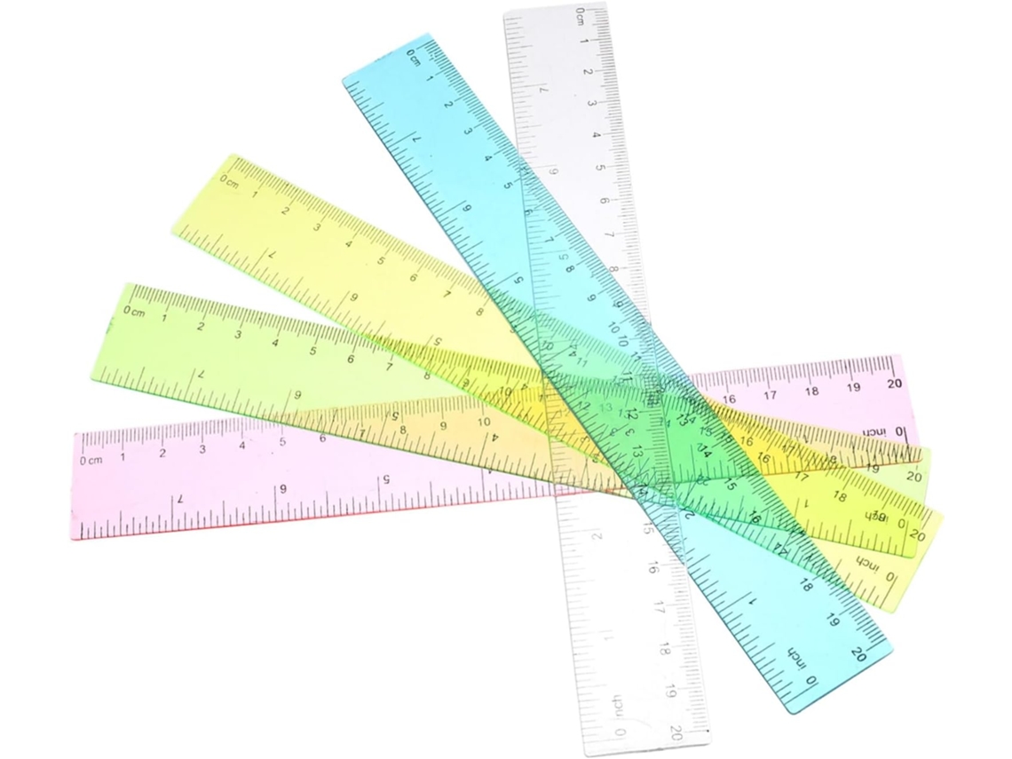 Conjunto De 5 Réguas Retas Plástico Tofficu, Régua 20 Cm Para Desenho