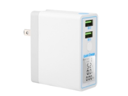 Aetheria carregador Usb Duplo Branco Qc3.0 com Tela Lcd e Plugue Dobrável para Celular