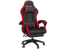 Cadeira Gamer com Altura Ajustável e Encosto Reclinável S/MARCA (65x65x121/129 cm) preto e vermelho