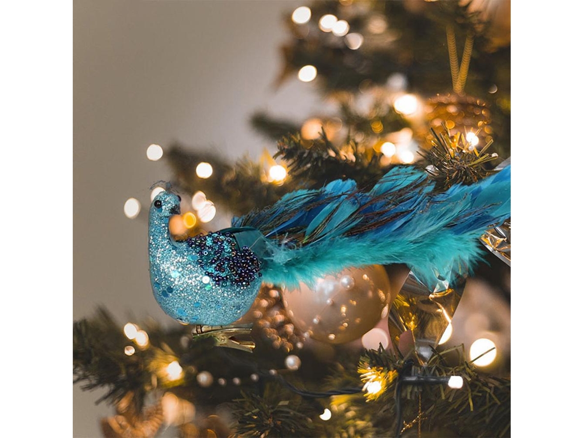 Decoração de Árvore de Natal 3D Pavão com Pendente de Pena LAXISCREED