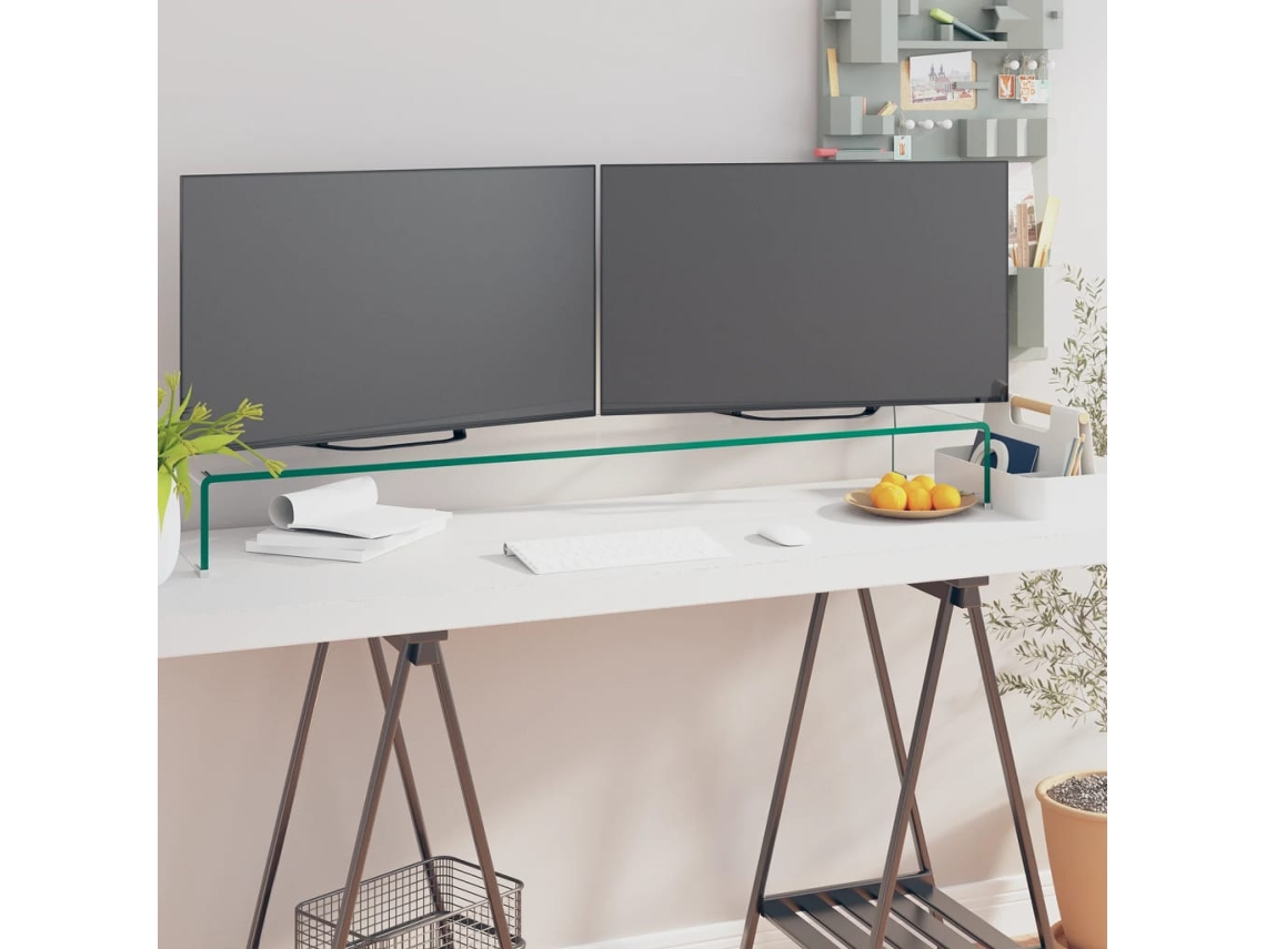 Vidaxl Suporte De Tv/monitores Em Vidro Transparente 110x30x13 Cm