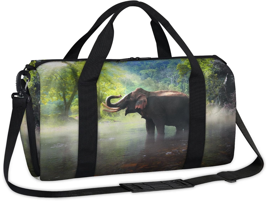 Bolsa Esportiva com Estampa de Elefante Tecido Poliéste 45x21x5x23cm Pa Design Du