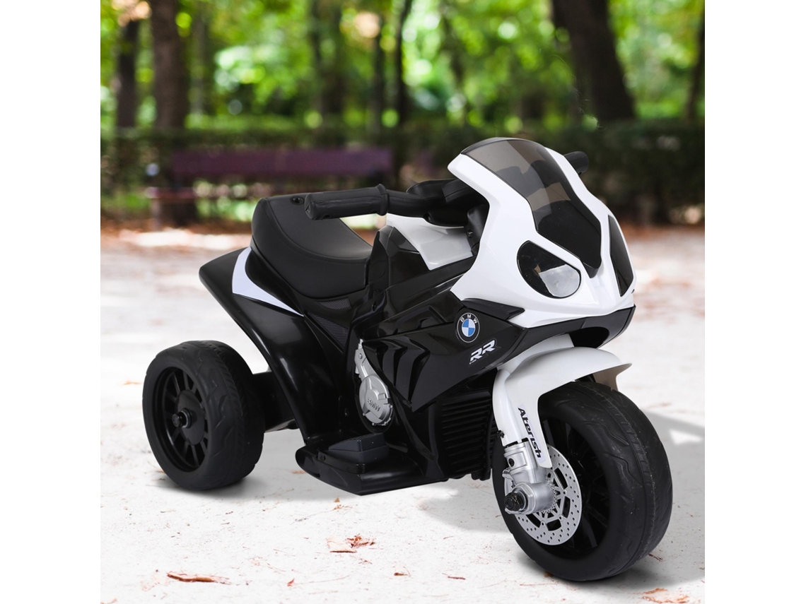 Moto Elétrica Para Crianças De 18-36 Meses Com Licença Bmw S1000rr Com Velocidade 2,5 Km/h Carga 20 Kg 66x37x44 Cm Preto