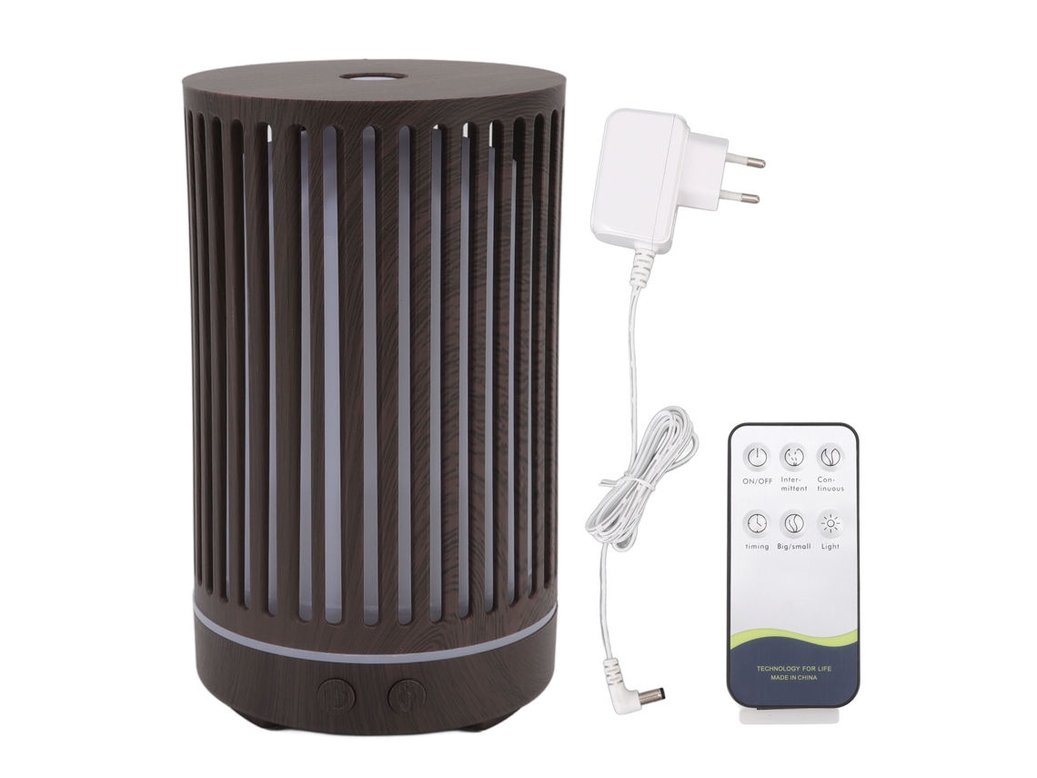 Humidificador Aroma Madeira Luz Ambiente Controle Remoto 200ml 8w Eu | S/MARCA