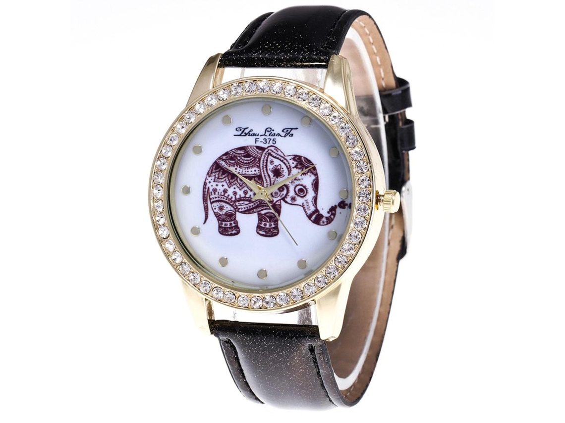 Relógio de Pulso Analógico com Pulseira Pu Estilo Fashion Movimento Quartzo Preto