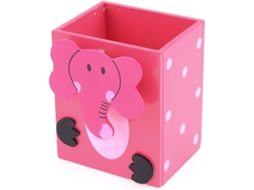 Porta-lápis de madeira Ruilogod em formato de elefante animado com prendedores para anotações.