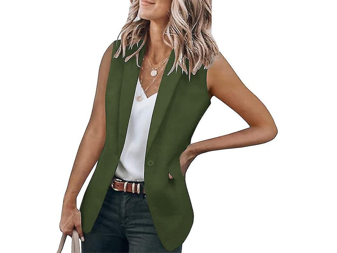 Colete formal feminino de mangas curtas para uso casual no trabalho, primavera, outono e inverno, modelo 2026.