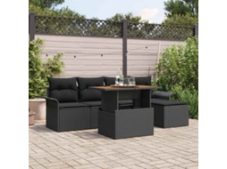 Vidaxl Conjunto De Sofá De Jardim 6 Unid. Preto Rattan Sintético