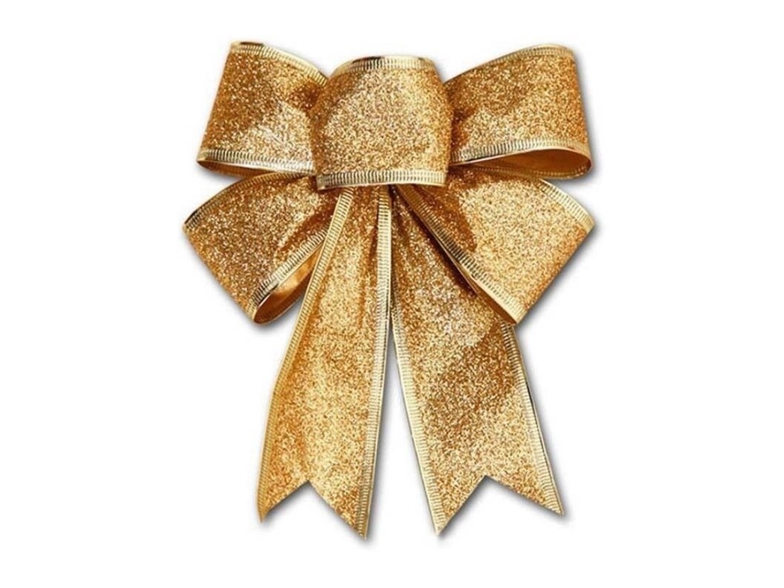 Decoração Natal Laço Estrela Dourada Saltitante
