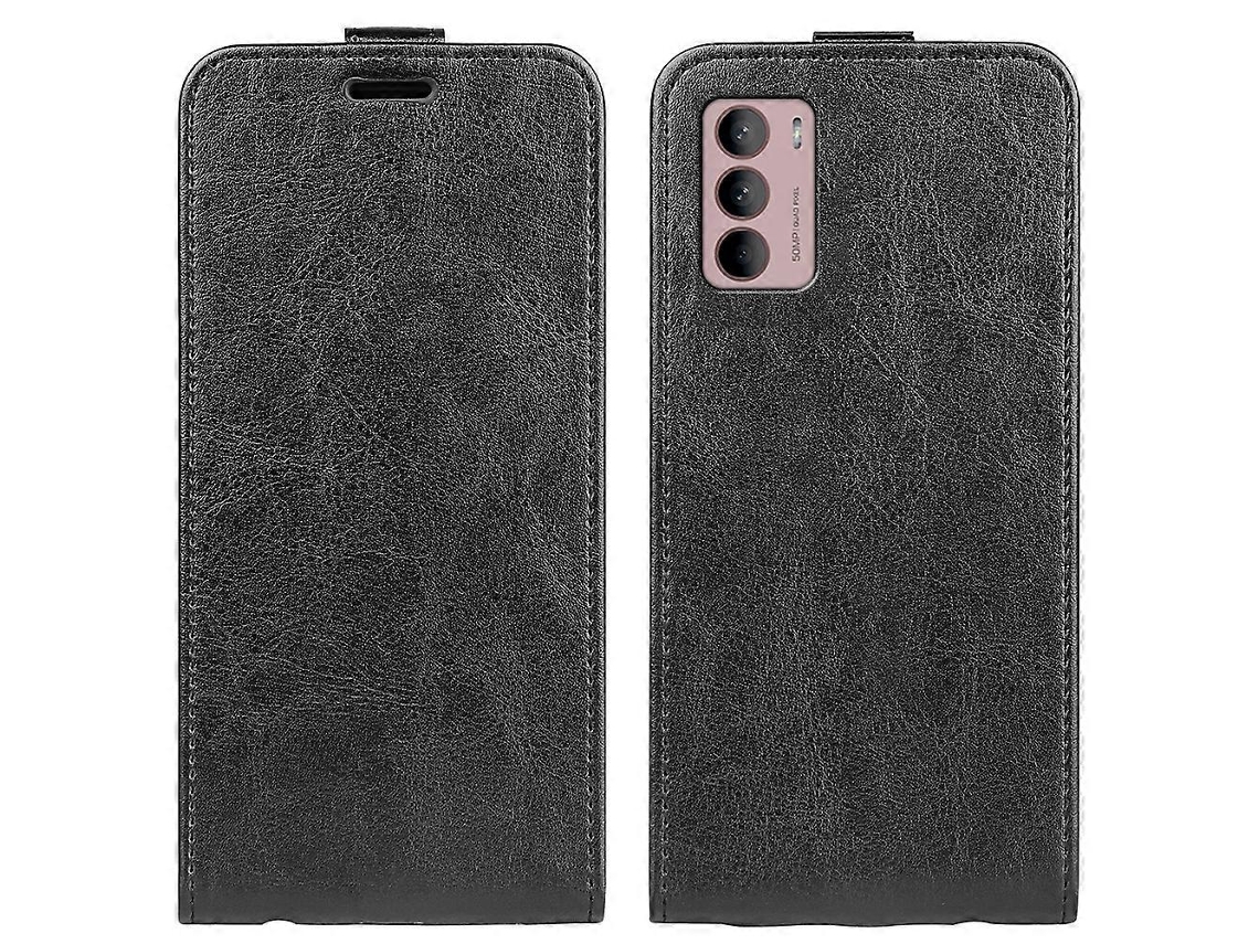 Capa De Couro Texturizada Com Aba Vertical Para Motorola Moto G42 R64