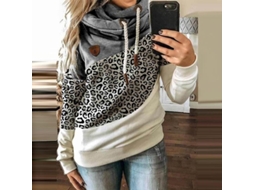 Sudadera De Pano Largo Com Estampa De Leopardo, Vintage, Alça, Tamanho Regular, Feminina Preto