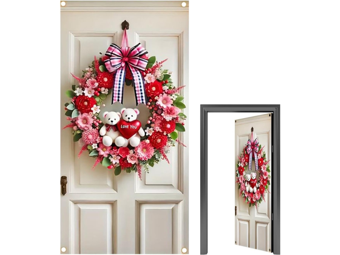 Guirlanda Decorativa Namorados 180x90 Decoração Romântica Festas Enfeite Ideal Porta Entrada Varanda Janela GOKOCO