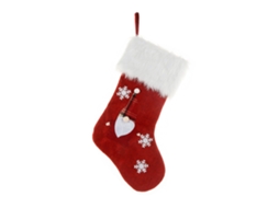 Meias de Natal Vermelhas de Linho para Idosos, com Bordado e Luz, Presente Natalício LAXISCREED