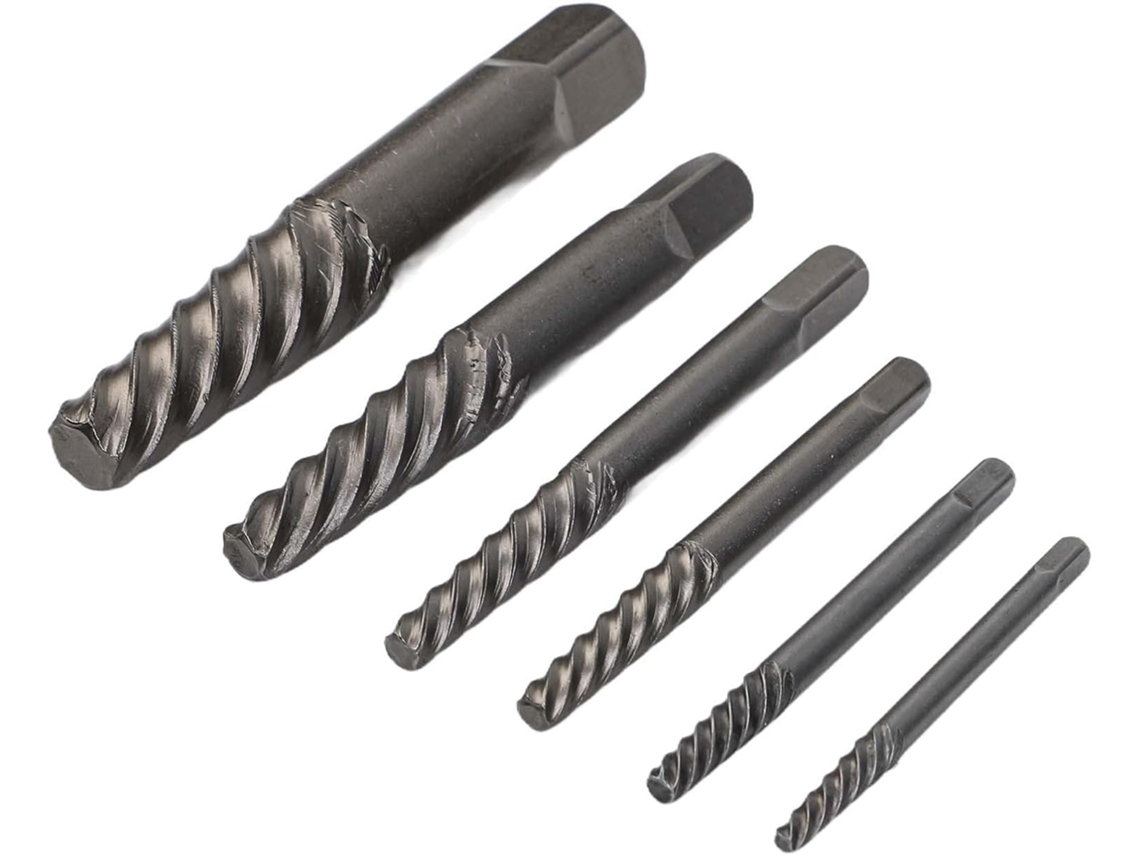Conjunto De Extratores Parafusos Em Espiral, 6 Peças Para Parafusos Quebrados, Kit De Aço Com Canaleta À Esquerda