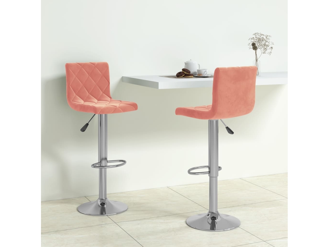 Vidaxl Bancos De Bar 2 Pcs Veludo Rosa