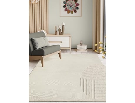 Tapete Rio Sala Antiderrapante Arco, Creme, 300 X 400 Cm