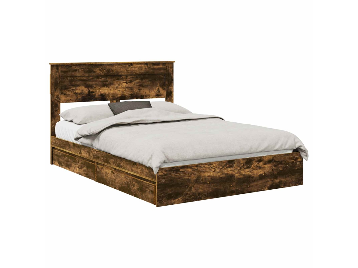 Cama com Armazenamento Carvalho Defumado 160 X 200 Cm MAISON EXCLUSIVE