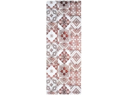 Tapete De Cozinha Azulejos De Cimento Vermelho 45x120 - Vinil Antiderrapante