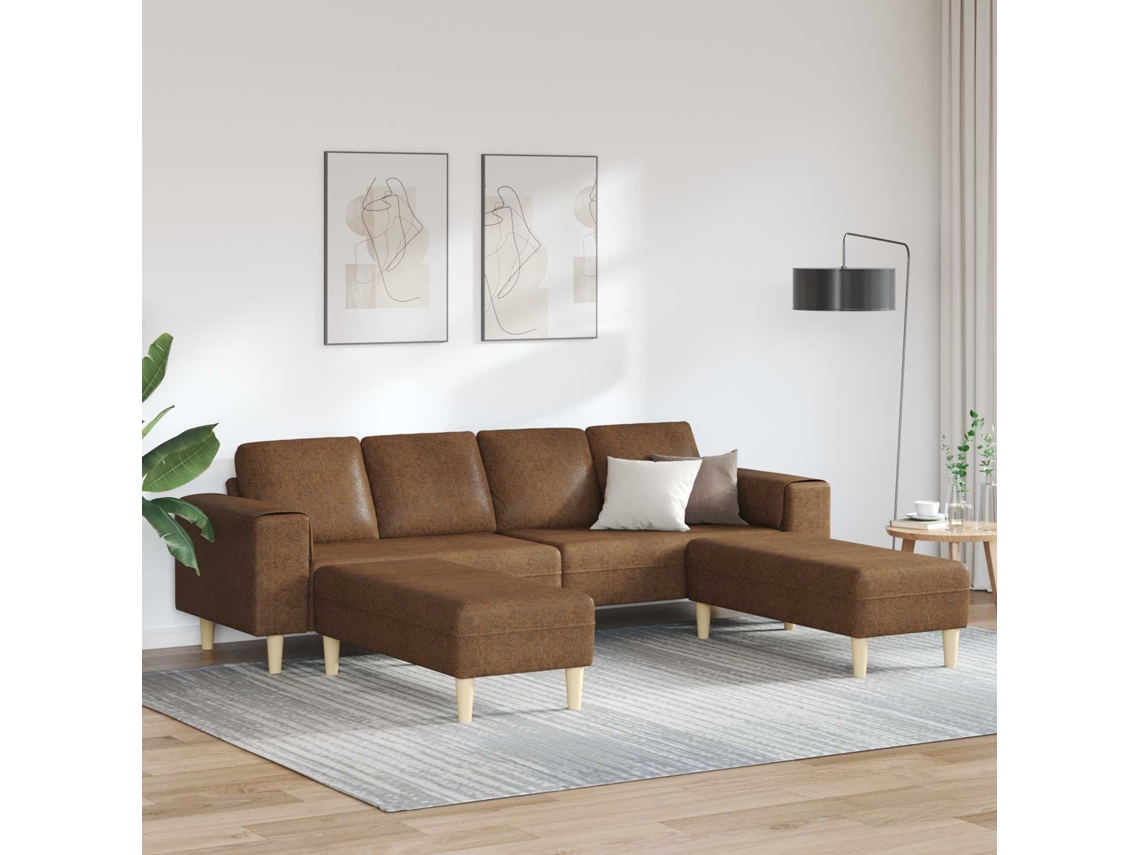 Vidaxl Sofá De Sala De Estar 3 Pcs Castanho