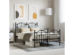 Estrutura De Cama Com Cabeceira E Pés 120x190 Cm Metal Preto