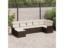 Vidaxl Conjunto De Sofá De Jardim 7 Unid. Castanho Vime Pe