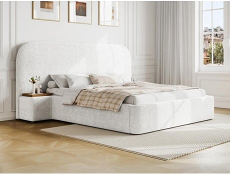 Cama com cofre ESTERIA VENTE-UNIQUE Branco 180x200 cm - Sem colchão - Com sommier