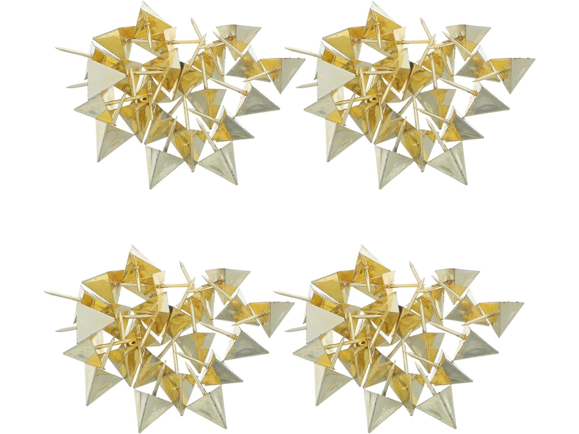 Conjunto de 100 tachinas decorativas triangulares e cônicas em plástico dourado, ideais para mesa e