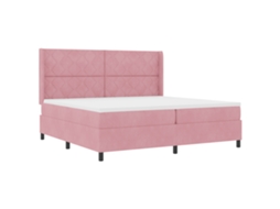 Camas Box Spring  Com Colchão E Led Rosa Vidaxl Veludo (200x200 Cm)