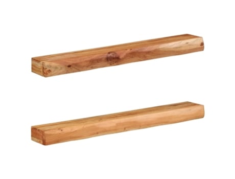 Conjunto 2 Prateleira De Parede Vidaxl Marrom Madeira De Acácia
