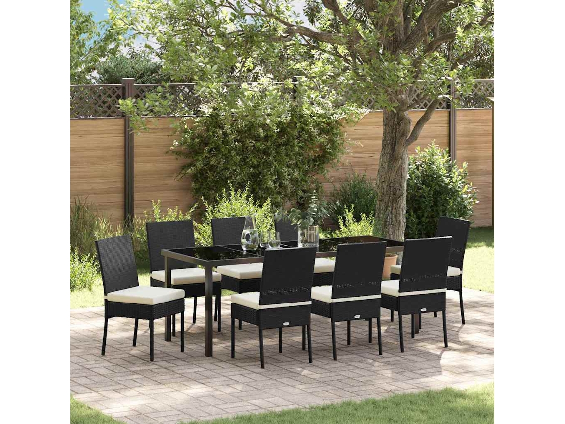 Vidaxl Conjunto de Jantar para Jardim 9 Pcs Preto Aço Revestido a Pó