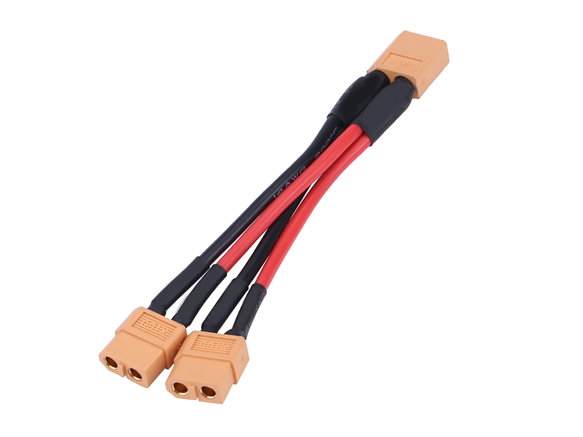 Mali adaptador Conector de Pacote de Baterias Paralelo Xt60 Cavo 14awg para Rc Lipo 1 Macho para 2 Fêmeas