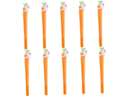 Conjunto De 10 Canetas Esferográficas Com Estampa Coelho E Cenoura