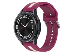 Bracelete Para Samsung Galaxy Watch 6 Classic (47mm) - Silicone De Duas Cores - Vinho Tinto + Rosa