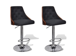 Vidaxl Bancos De Bar 2 Pcs Madeira Curvada E Tecido