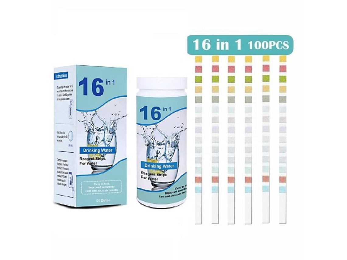 Tiras de Teste de Piscina 16 em 1 Tiras de Teste de Qualidade Da Água 100 Peças de Tiras de Teste de Piscina Teste de Ph de Piscina Ki153 SSS