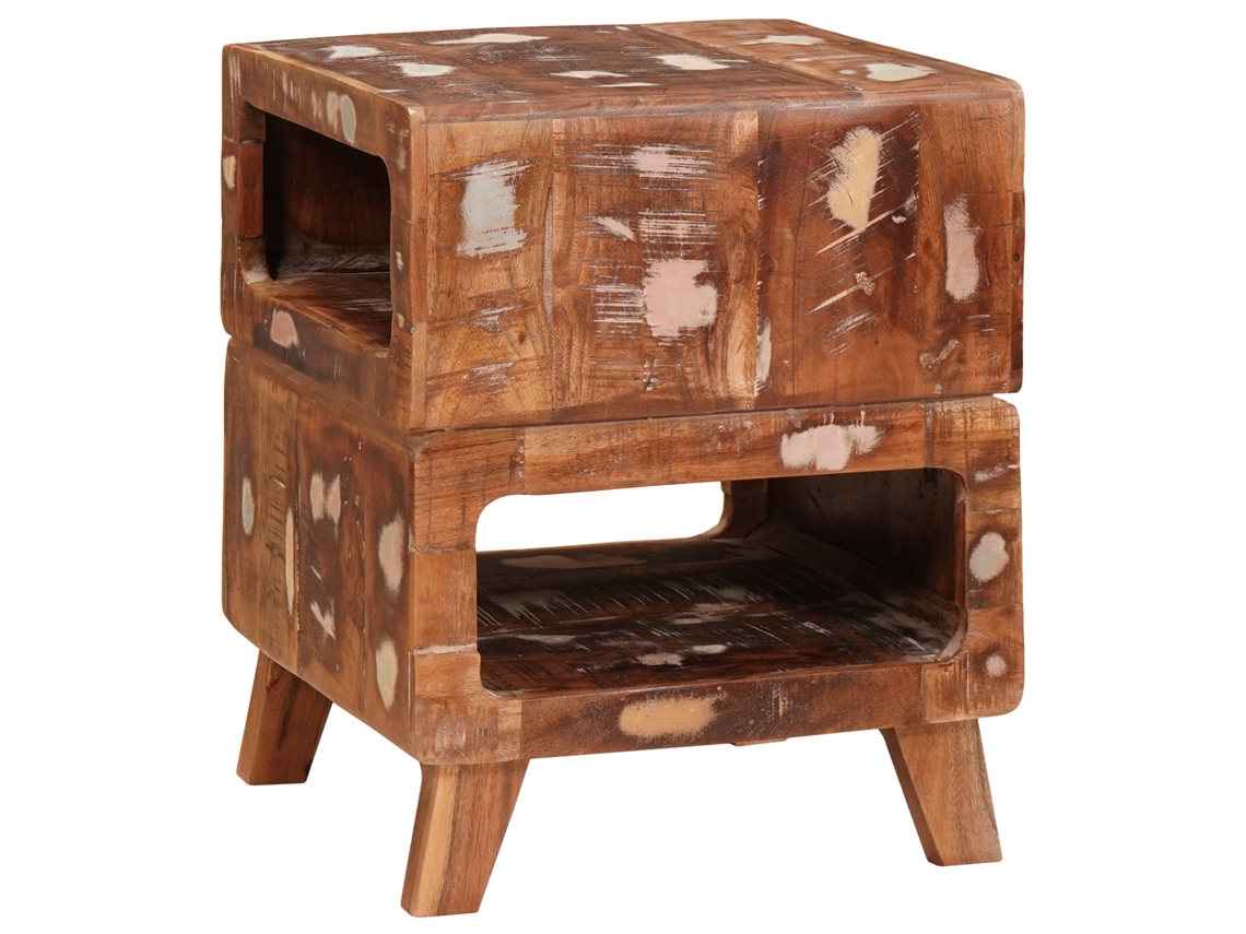 Conjunto 1 Mesa De Apoio Vidaxl Multicolorido Madeira Recuperada Maciça (40 X 40 X 49 Cm)