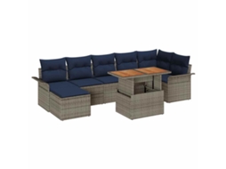 Maison Exclusive - Conjunto De Sofá De Jardim 8 Pcs Cinza E Azul Marinho Vime Pe