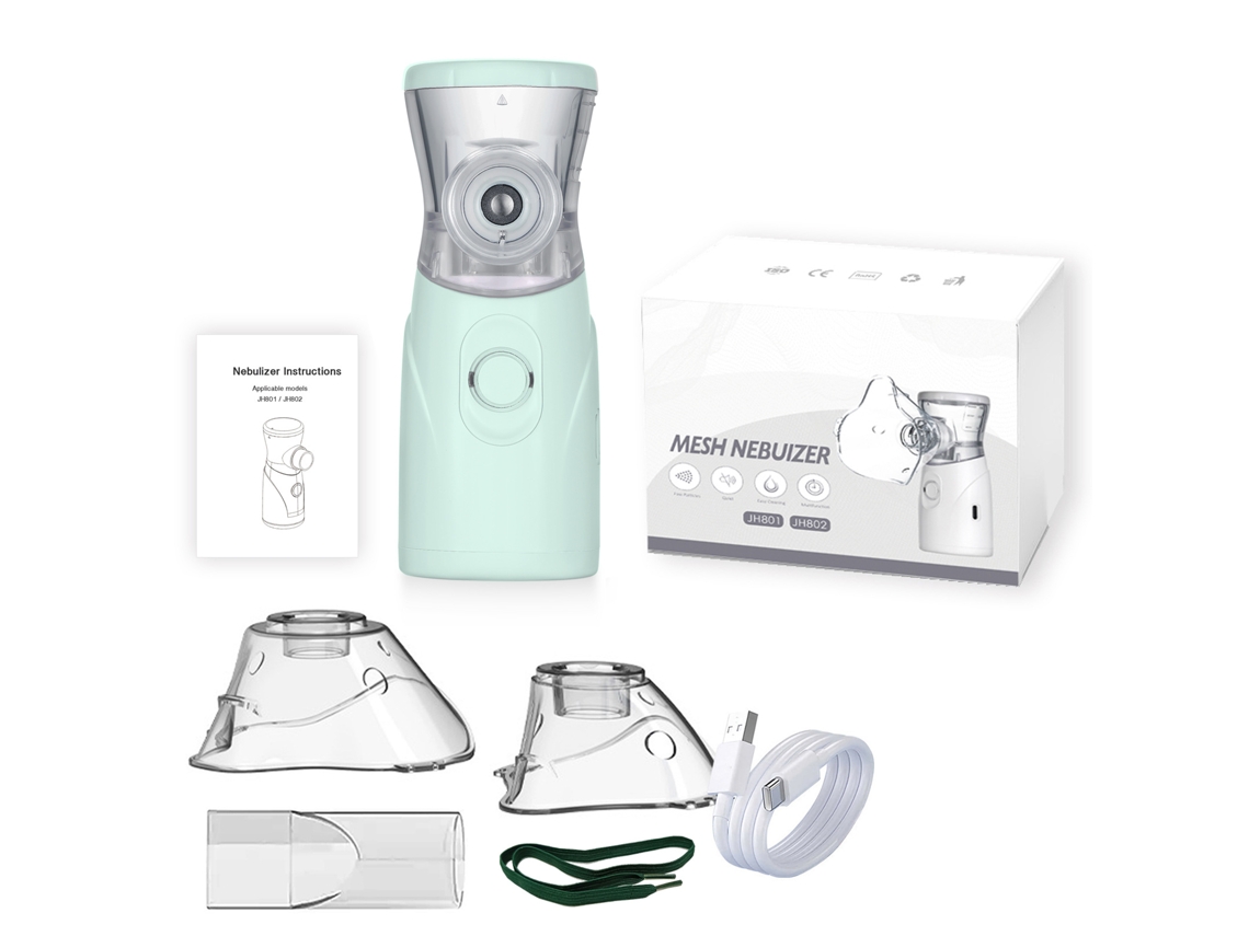 Nebulizador ultrassônico portátil, bateria de lítio recarregável, verde