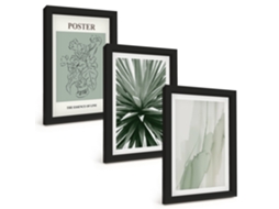 Composição De Quadros Padrões Florais Em Folhagem Espelharte (3 Peças 20x30 Cm)