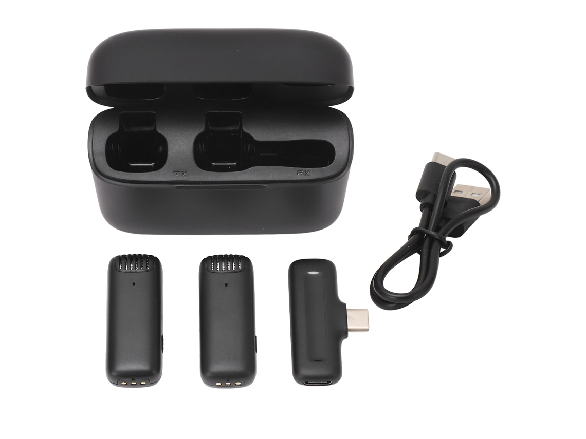 Microfone Lavalier Sem Fio 2 em 1 com Estojo de Carregamento S/MARCA