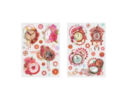 2pcs Adesivos Diy para Handbook com Tema Relógio e Flor: Boa Adesão para Planner, Diário e Álbuns Vermelho