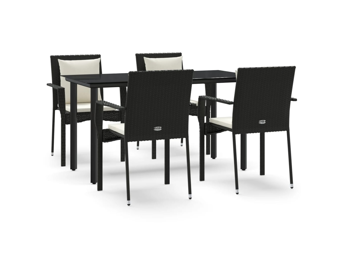 Garden Dining Set, Garden Dining Sets Vidaxl Preto Rattan / Vime (140 Cm Table Length)