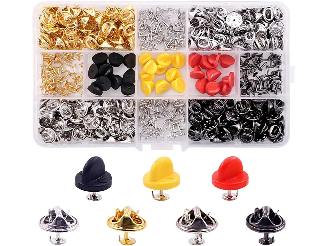 Conjunto de 430 Alfinetes de Segurança para Broches, Chapéus e Crachás, com Base Antiderrapante Alfinetes