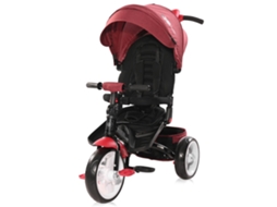 Triciclo Evolutivo Jaguar Com Capota, Assento Giratório 360º E Rodas Eva De Lorelli - Red &amp; Black Luxe