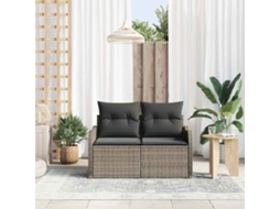 Vidaxl Sofá De Jardim Com Almofada Cinzeto 121 X 62 X 69cm Vime Pe